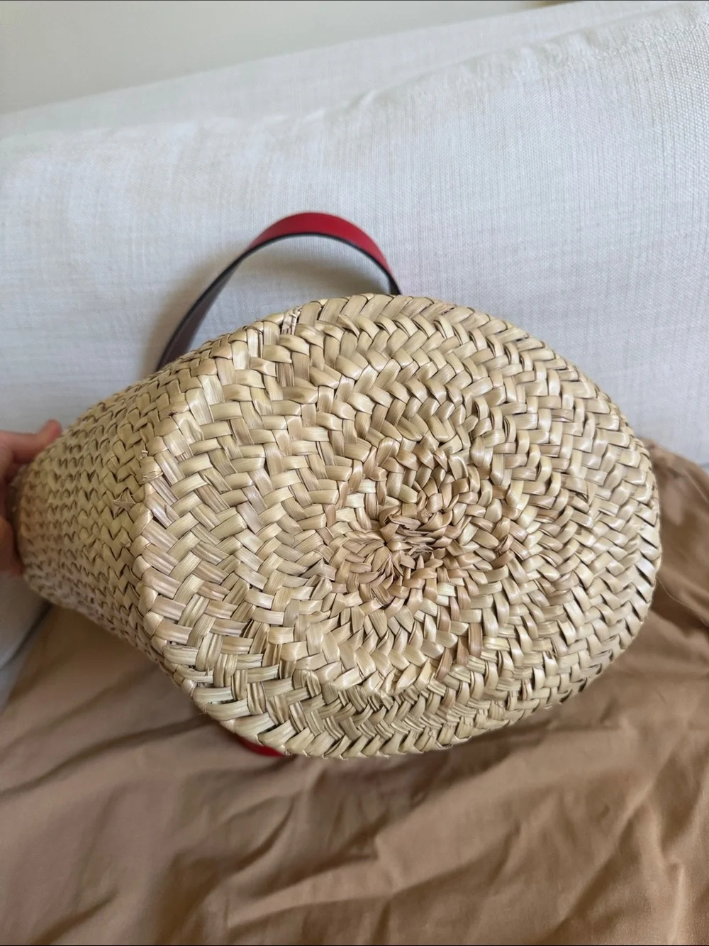 Christian Louboutin Natural Straw Tote with Brown Leather Trim